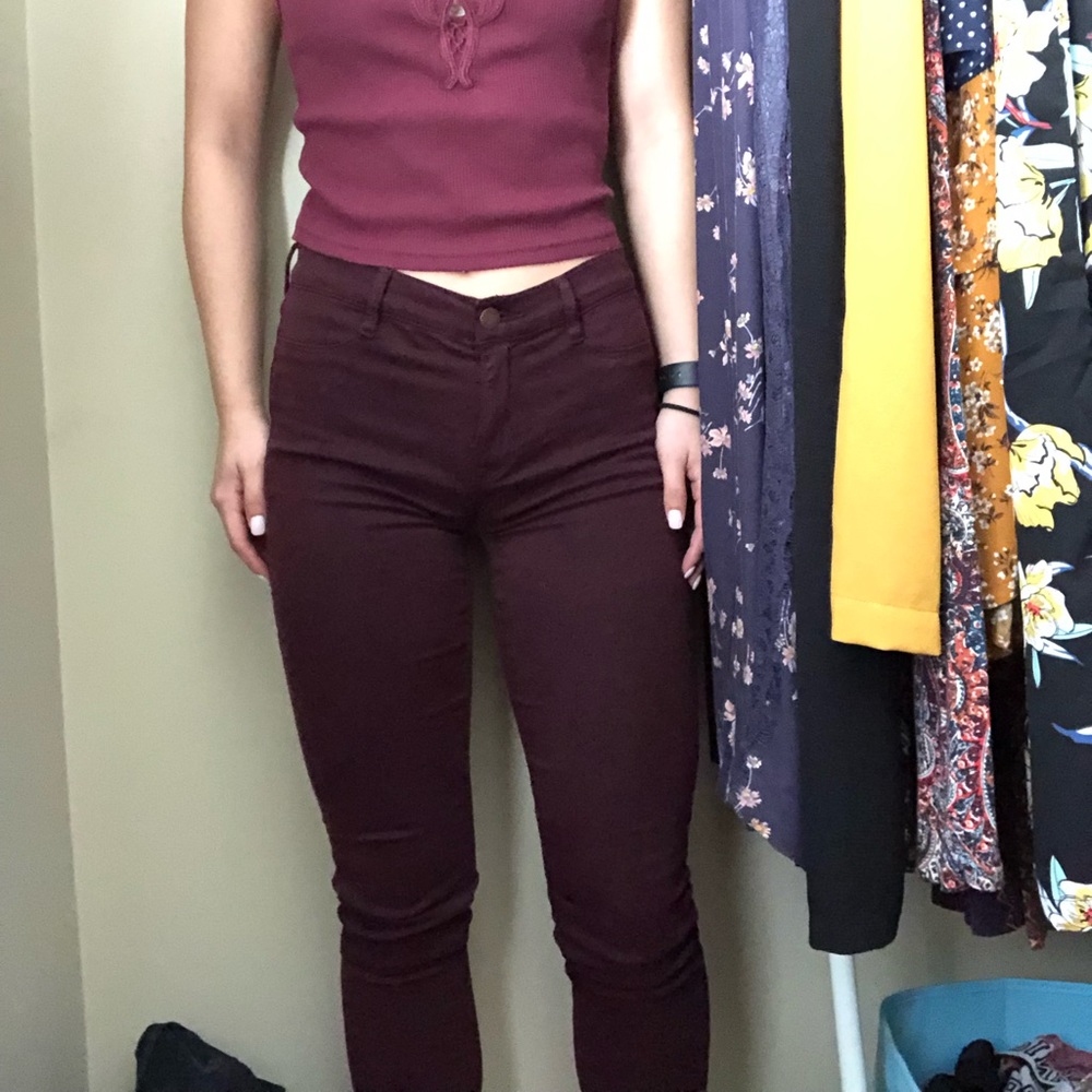 maroon jeans